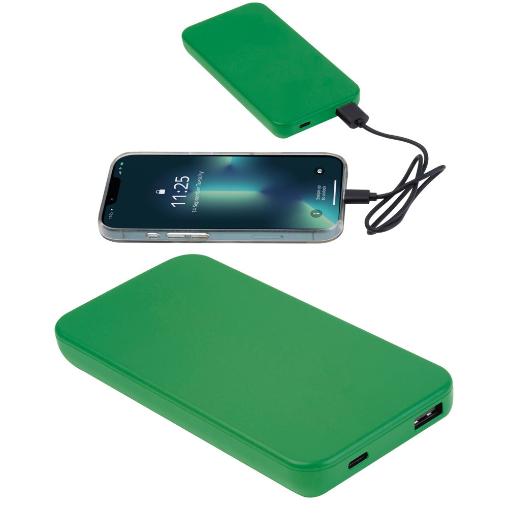 Recycelte Powerbank 10.000 mAh PRESTON - Grün